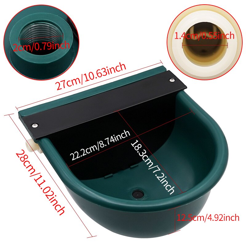 Bebedero automático de agua para ganado, bebedero de 4 litros para caballos y perros, bebedero para Vaca, caballos, granja, alimentación de animales: Dark Green