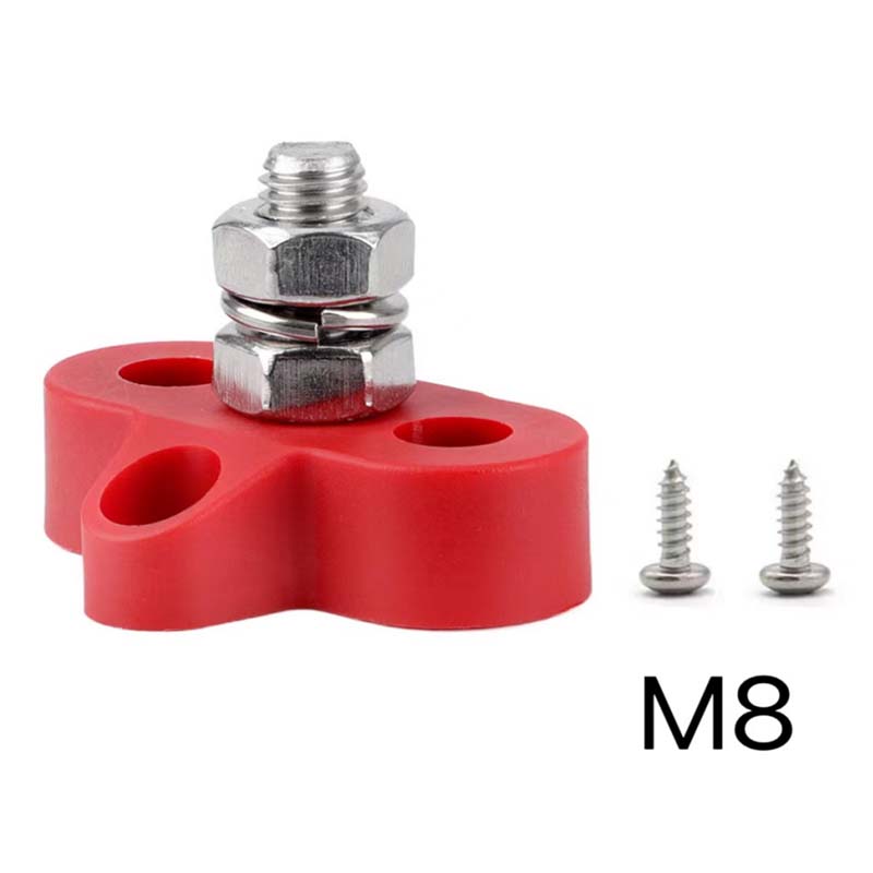 M6 M8 48V Junction Block Bus Bar 5/16" Terminal Block Insulated Dual Heavy Duty Power Distribution Stud Positive Negative RV: Red