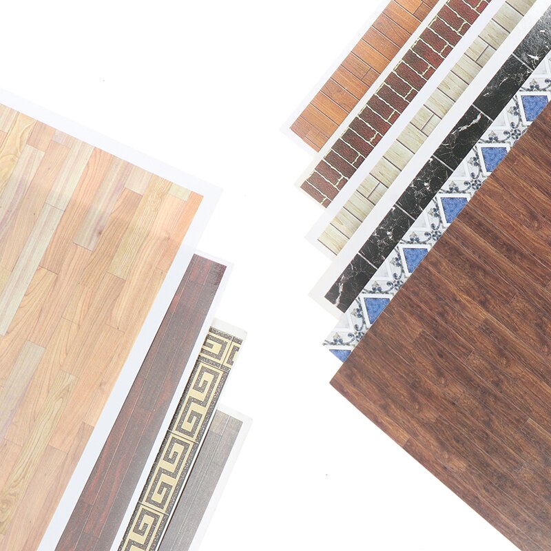 1 Pc 14*29cm Architectual DIY Dollhous floor sticker kitchen bathroom wall paste wood floor wall paper