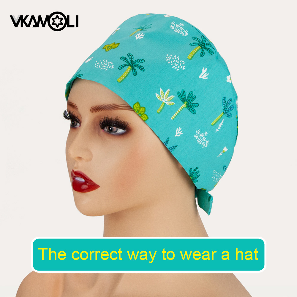Gorro quirúrgico médico con estampado negro a la , gorro de trabajo para ICI, gorros para el pelo de enfermería, gorros exfoliantes unisex, gorro de farmacia hospitalaria