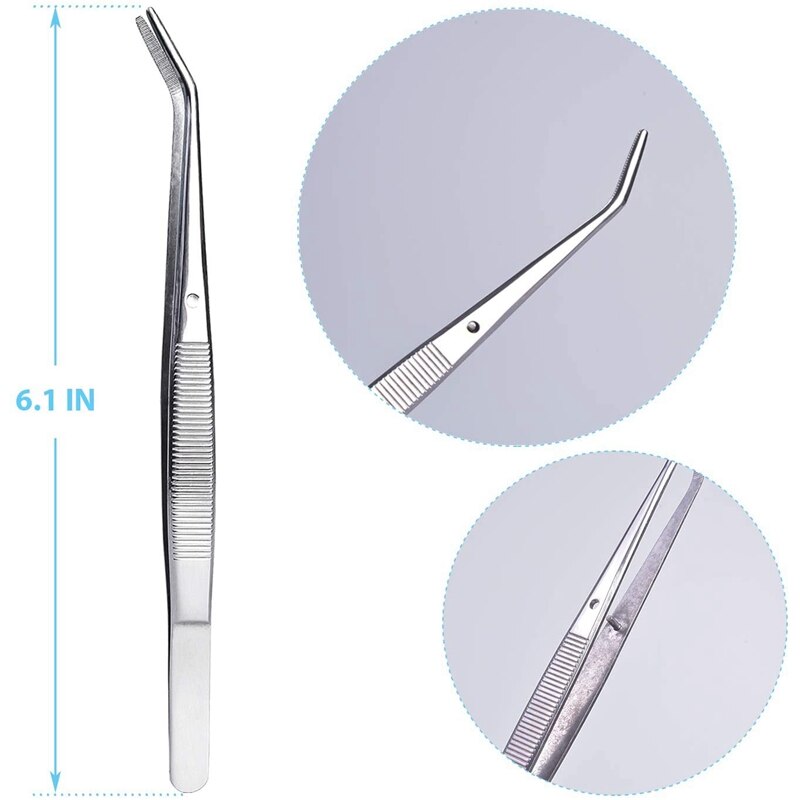 ! Pinzas de codo de 6 piezas, pinzas serradoras de acero inoxidable con puntas dentadas, pinzas curvadas dentadas