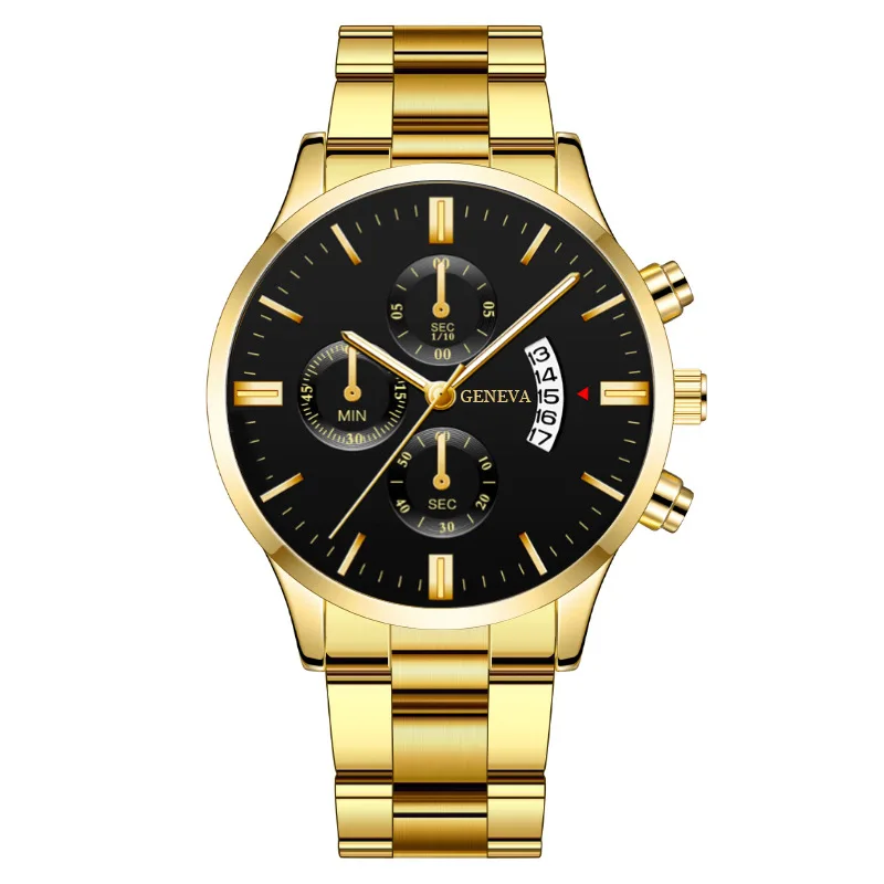 Luksus herreure sølv rustfrit stål quartz armbåndsur herre business ur herre kalenderur reloj hombre: Kaffe