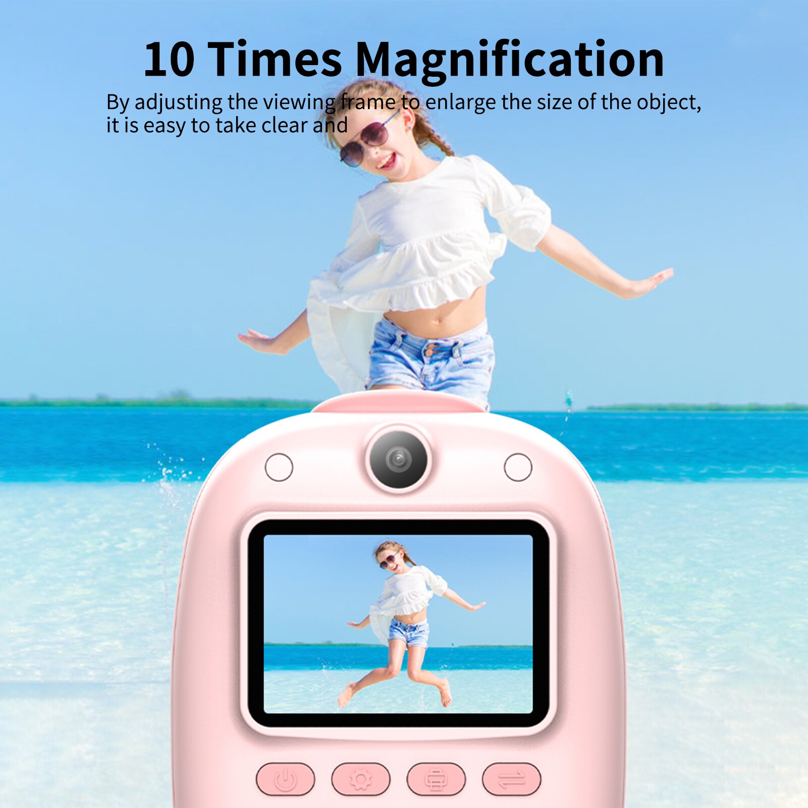 D10 Instant Camera Photo Printer 1080P HD Mini Digital Camera for Kids with LED Fill-in Light Print Paper Cartoon Stickers