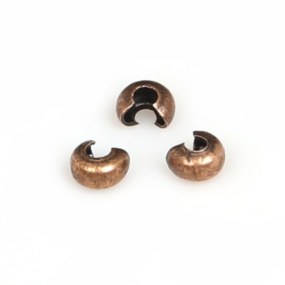 100Pcs/lot 3mm Silver/Gold/Gunmetal/Rhodium/Bronze/Copper Plated Alloy Crimp Beads Round Covers For DIY Jewelry Finding