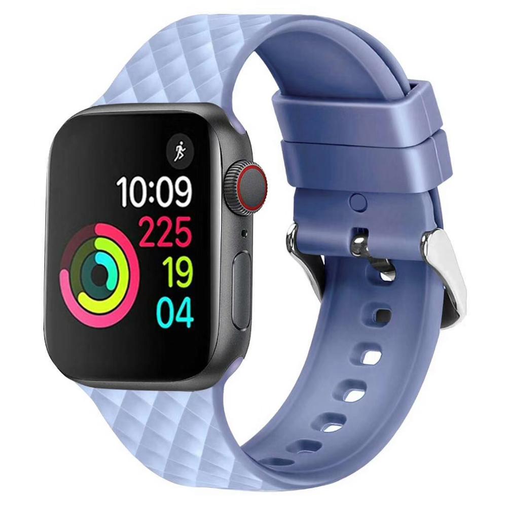 Bracelet en Silicone pour Apple watch 6 se, 38mm 42mm iwatch 40mm 44mm, bracelet de ceinture à motif rhombique, iwatch série 6 5 4 3 2 1: light blue / 38mm or 40mm