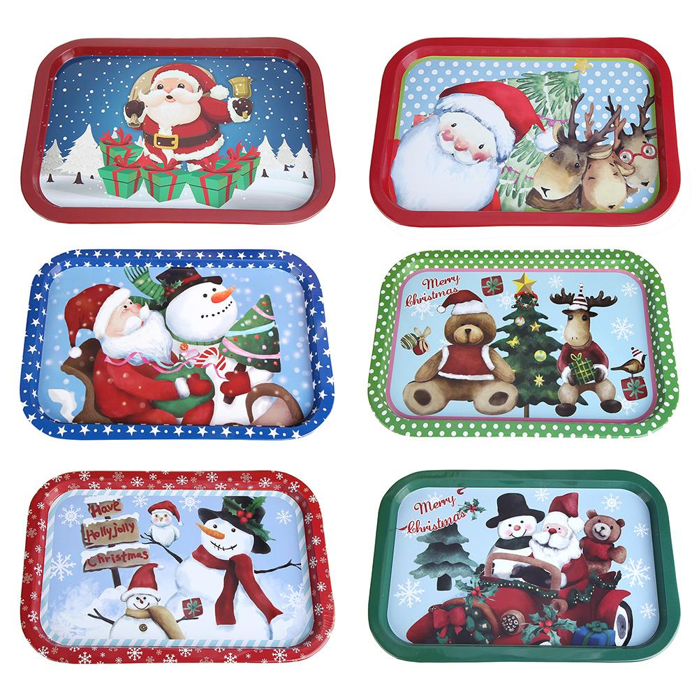 Noël étain plat Rectangle vaisselle assiette alimentaire récipient mariage boîte à déjeuner pour décor de Festival de noël