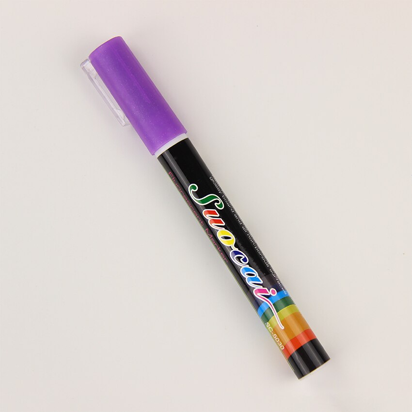 1pc reversible spisser highlighter fluorescerende flytende kritt markørpenn for led-skrive fluorescerende tavle flytende kritt: Lilla