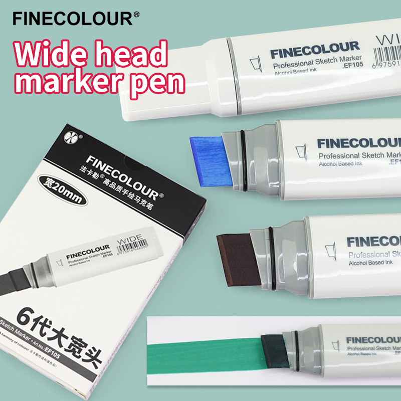 Finecolour 1/2/3Pcs 20mm Wide Markers Alcohol Line Sketching Markers Pen Drawing School Art Supplies