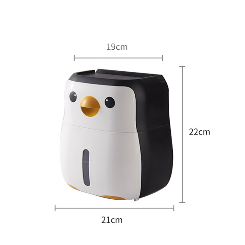 1Piece Penguin Shape Wall-mounted Toilet Roll Paper Holder Phone Tissue Drawer Storage Box Home Bathroom Supplies