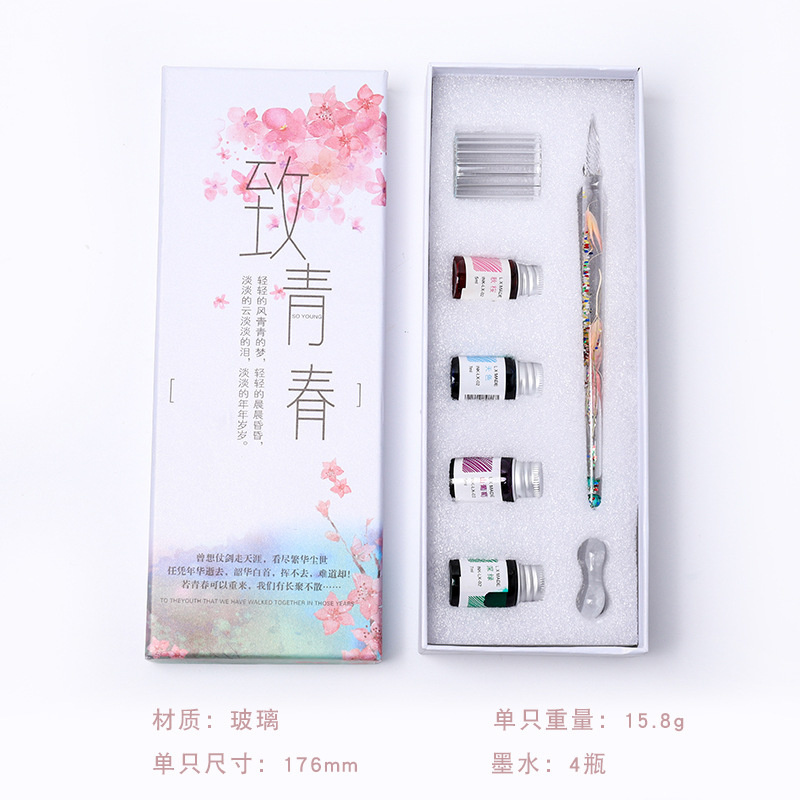 3/7Stck Glas Kuli-einstellen Neue Unterschrift Bleistift Mit Tinte tauchen Bleistift Glas Stifte Schule Kunst Liefert Schreiben zeichnung Schreibwaren: A7 2 