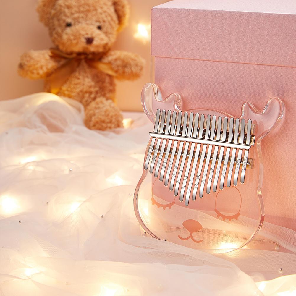 En forma de ciervo, instrumento Musical Kalimba de 17teclas, acrílico transparente para el hogar, Kalimba de madera, de cumpleaños, Piano de pulgar
