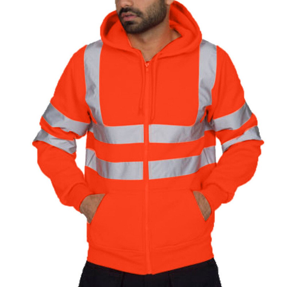 Hoodies mâle vêtements de sport à la hommes Sweatshirts travail routier haute visibilité pull à manches longues hauts Blouse vêtements hommes 9.20: OR / M