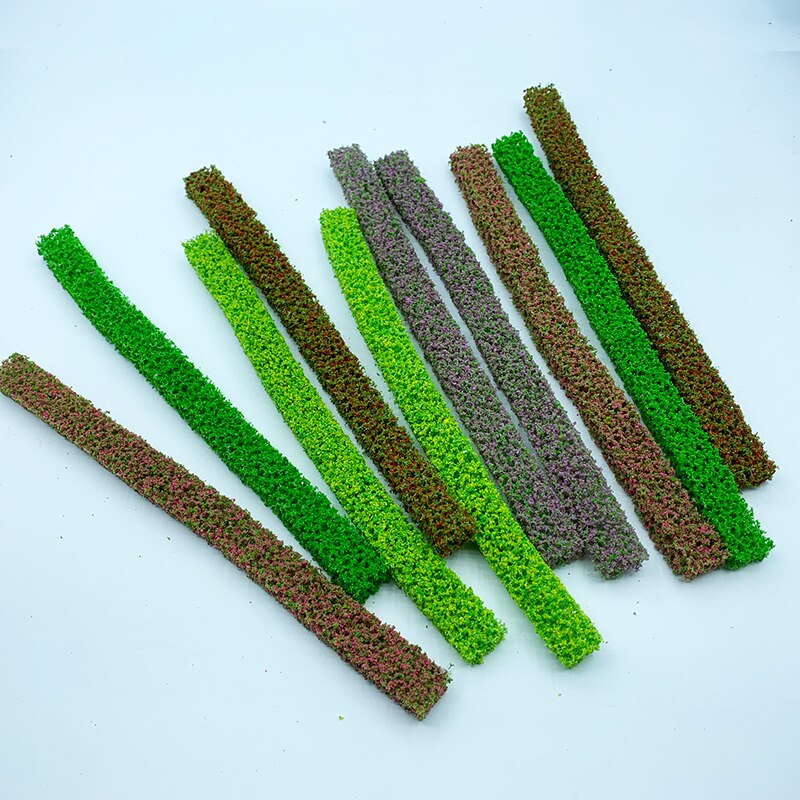 2Pcs Struik Strips Groen Zand Tafel Miniatuur Model Simulatie Diy Materialen Gras Hek Voor Outdoor Indoor Building Diorama