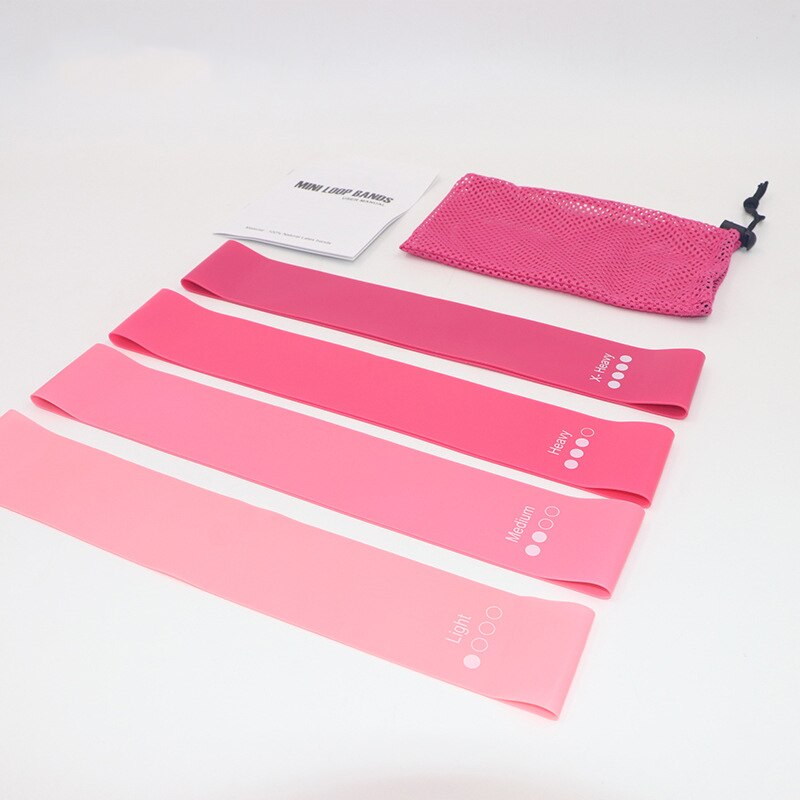 4 stk treningsmotstandsbånd Fitness trening styrke motstandsbånd pilates sport gummi Fitness bånd