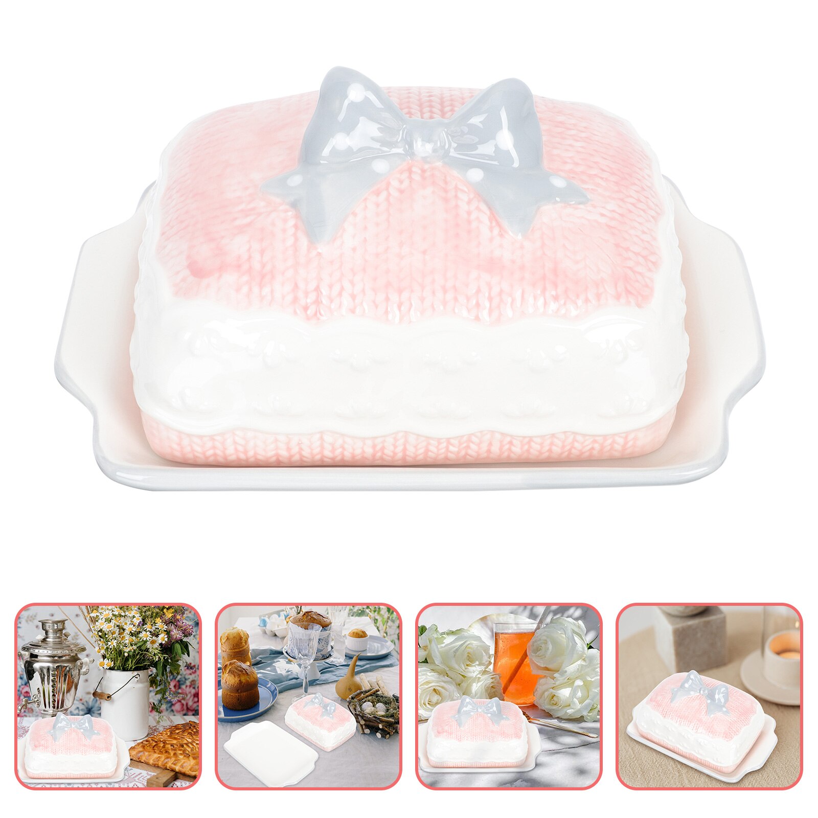 Exquisite Ceramic Plate Dessert Plate Cheese Butter Box Delicate Food Plate