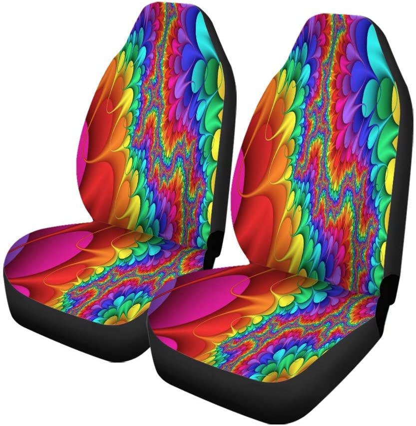 2pcs Front Car Seat Cover Automobiles Seat Covers Protector Cushion Fabric Cases Rainbow Universal For Sedan SUV Truck Auto: Type B