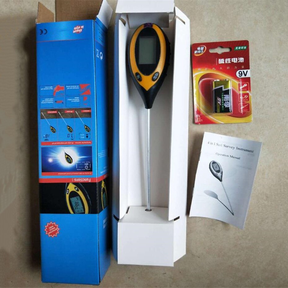 4 in 1 Soil Ph Meter Soil Tester For Gardening Plant,PH Moisture Meter Temperature Sunlight Intensity Acidity Alkali Measurement