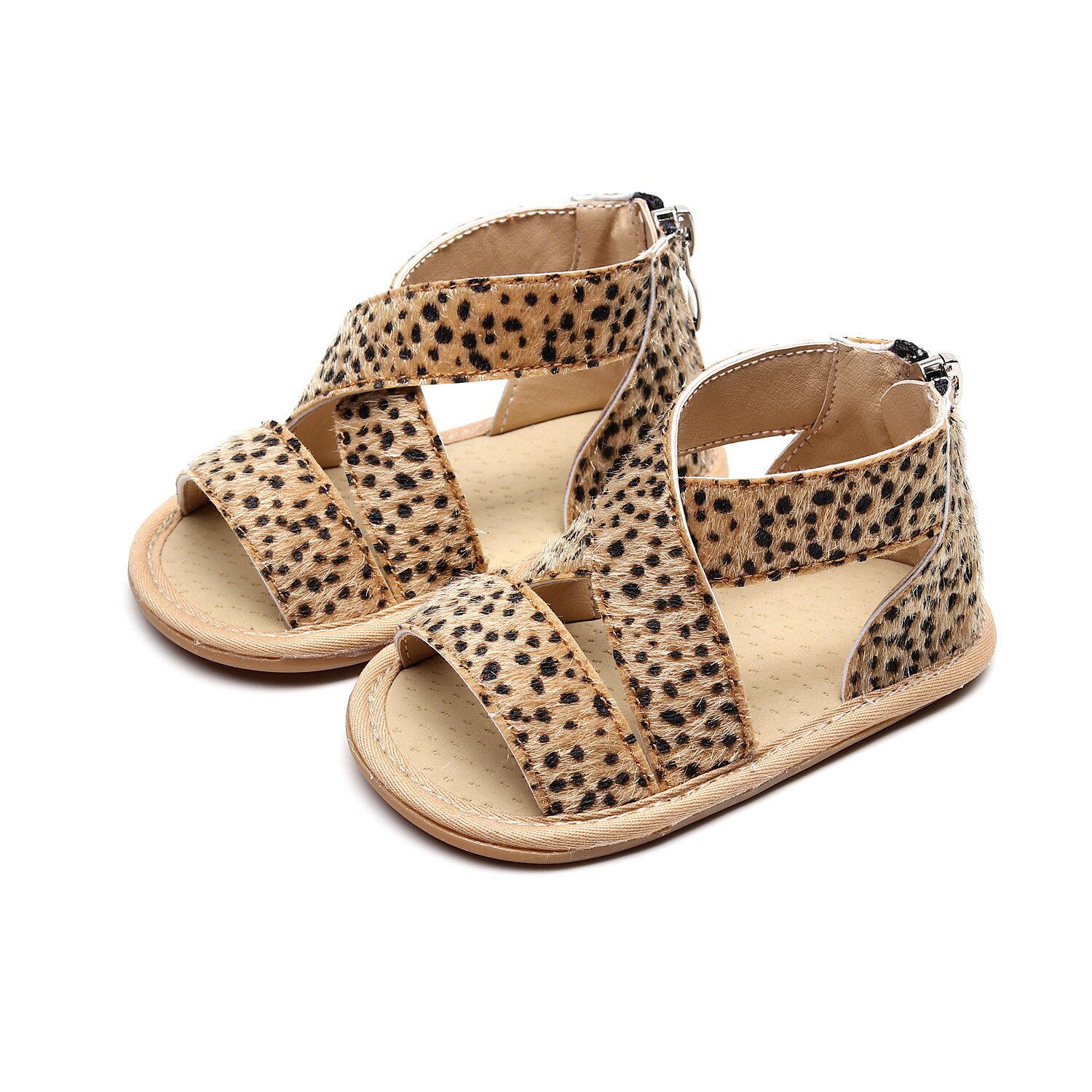 Focusnorm Baby Meisjes Luipaard Print Sandalen Schoenen Anti-Slip Rubberen Zool Peuter Outdoor Eerste Wandelaar Schoenen: Bruin / 11