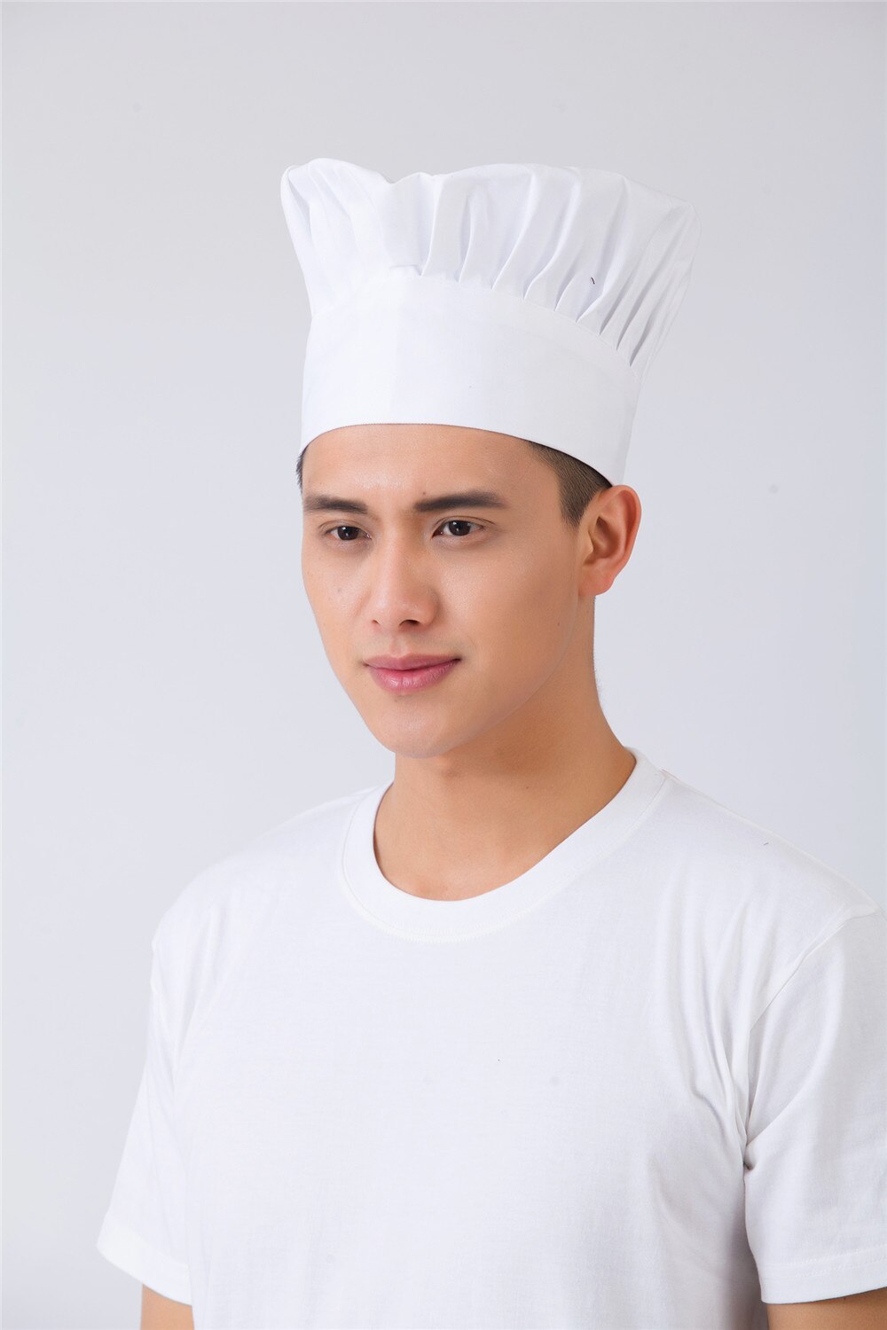 Men Women Adult Food Service Chef Cook Fold Hat Cafe Restaurant Hotel Bakery BBQ Kitchen Workwear Cap: White