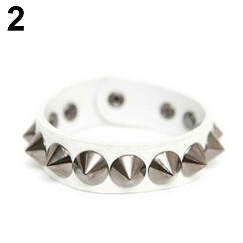 Bluelans Punk gotisch Felsen Faux Leder Nieten Zucht Spitze Armbinde Manschette Armreif Armbinde: Weiß