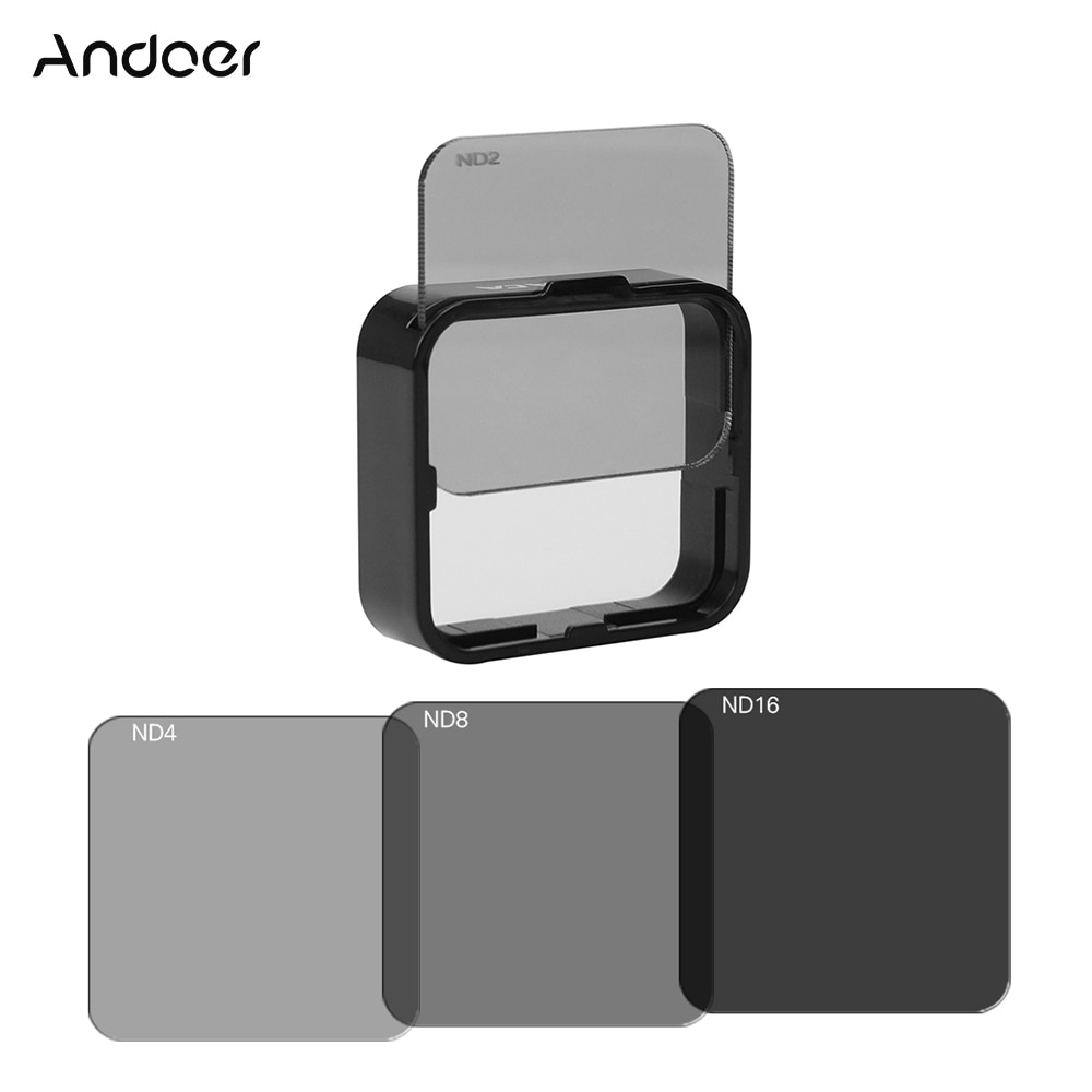 Andoer Vierkante Nd Lens Filter Kit ND2/ND4/ND8/ND16 Camera Filters Protector Voor Gopro Hero 4 3 + 3 Met Montage Frame Houder