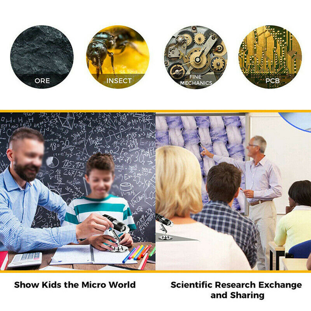1000X Zoom HD 1080P USB Microscope Digital Magnifier Endoscope Video Camera with 8LED Meet Various Industrial Needs
