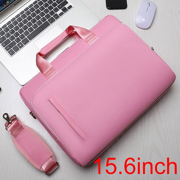 Laptop Briefcase Bag 14&15.6 inch Waterproof Notebook Handbag Business Shoulder Bag for Men and Women: 15.6PINK