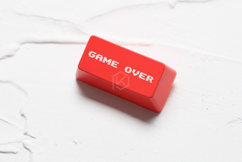 Novelty Shine Through Keycaps ABS Etched, Shine-Through game over black red custom mechanical keyboard backspace
