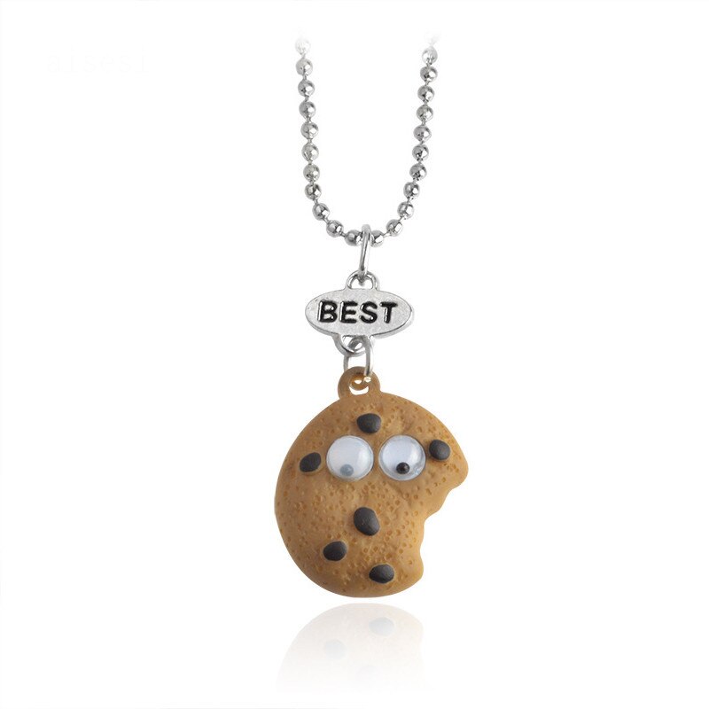 1 stuks mini Oreo koekjes en koffie hanger ketting Beste vriend Cookies melk BFF voedsel vriendschap sieraden: Deep Sapphire
