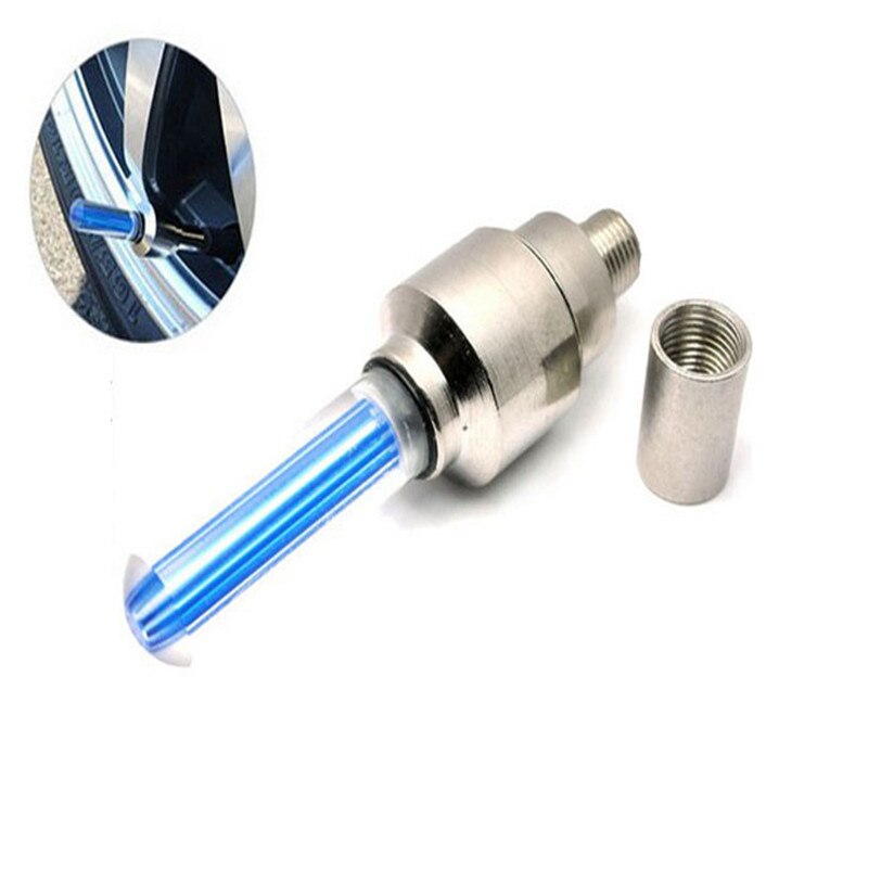 2 Stuks Fiets Fiets Auto Wheel Tyre Tire Valve Cap Led Neon Flash Lamp Licht Blauwe Auto-Styling Motorfiets verlichting