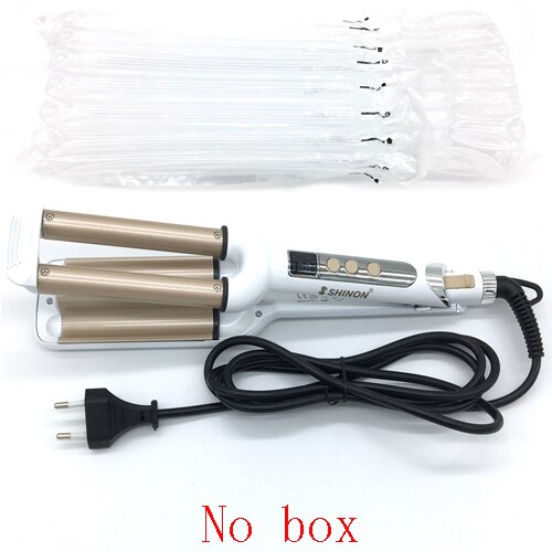 3 vaten lcd-schermrollen keramische drievoudige krultang haargolfijzer krullen diepe golven krultang haarpermanent: Wit