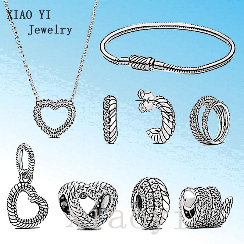 XIAOYI NEUE S925 Herbst besetzt schlange knochen aushöhlen liebe fest clip ohrringe armband charme Europäischen schwester