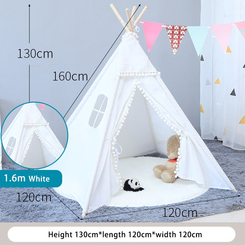 1.6M Children's Tent Wigwam House For Children Foldable Kids Playhouse Tipi Infantil Baby Child Teepee Tent For Kids: XM-WG-003-1.6-White