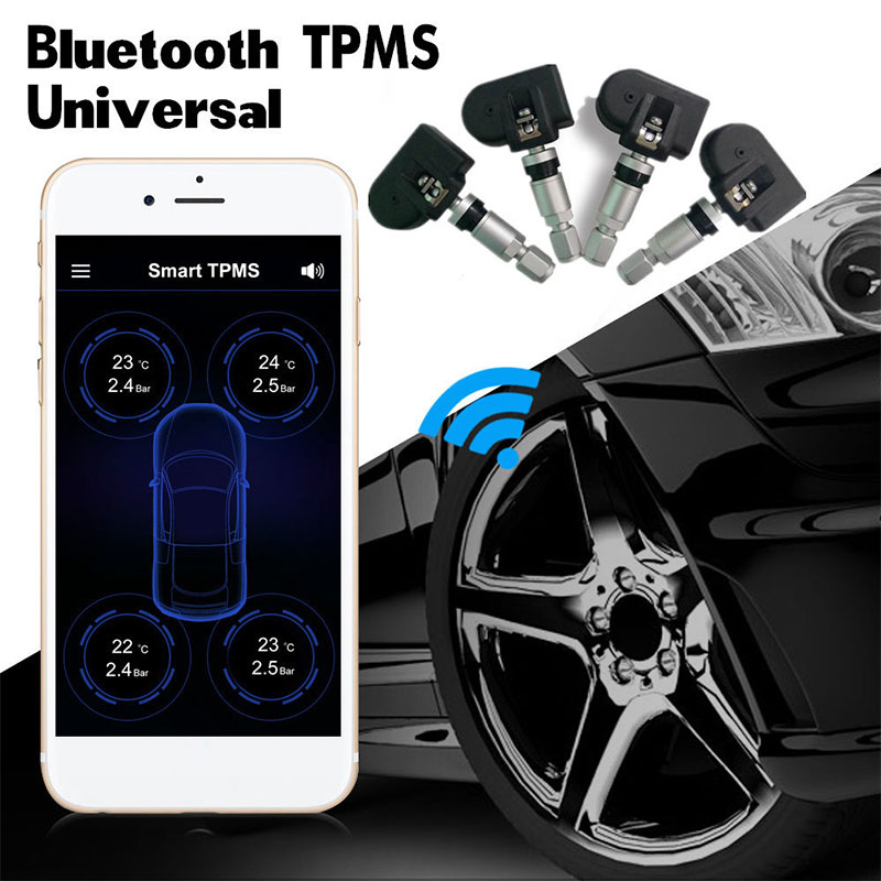 Auto TPMS Bluetooth Bandenspanningscontrolesysteem Voor Android IOS Mobiele Telefoon Auto Alarm Universele Bandenspanning Sensoren