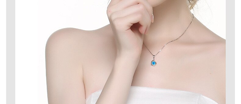 Sterling Silver Color 925 Necklace Blue Sapphire Topaz Pendant Women's Retro S925 Necklace Gemstone Jewelry Pendants