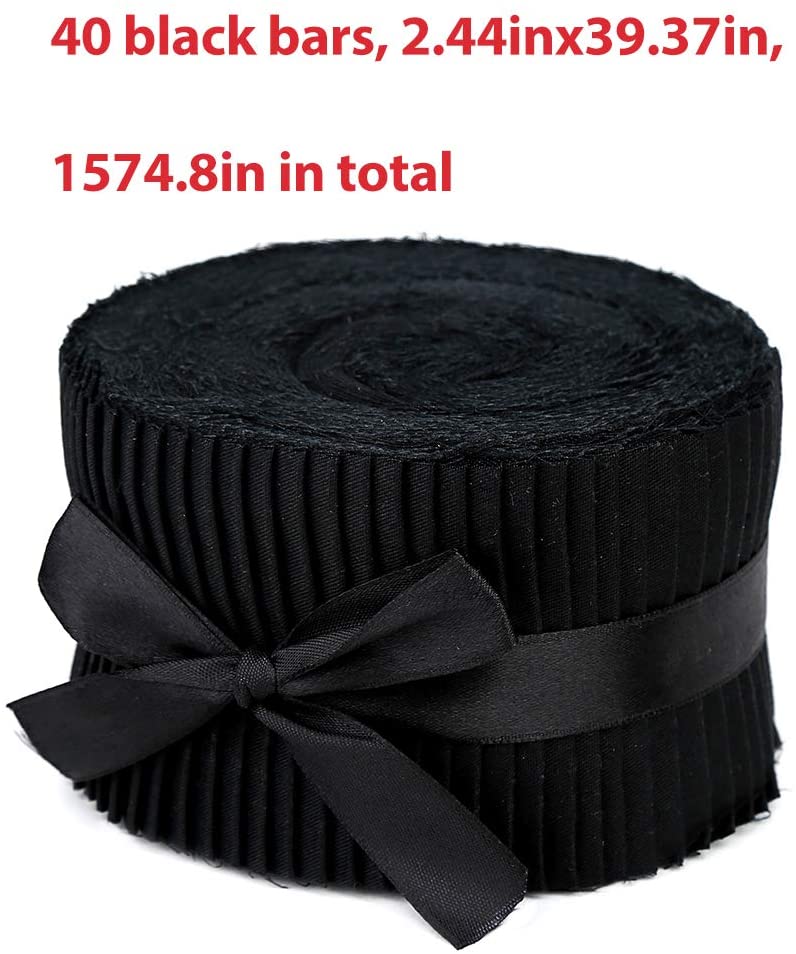 Dailylike 40 Pcs Fabric Jelly Rolls, Jelly Roll Fabric Strips for Quilting, Patchwork Craft Cotton Quilting Fabric