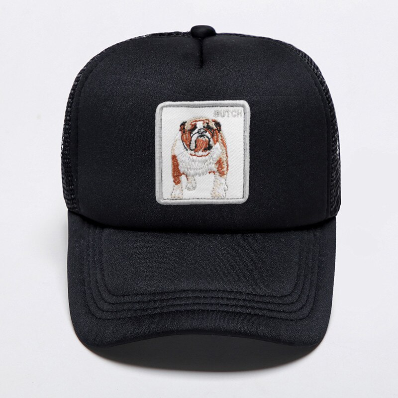 Mode Hond Bulldog Afdrukken Baseball Caps Mannen Vrouwen Hip Hop Caps Snapback Trucker Buiten Sport Verstelbare Ademend Mesh Hoed: color 6
