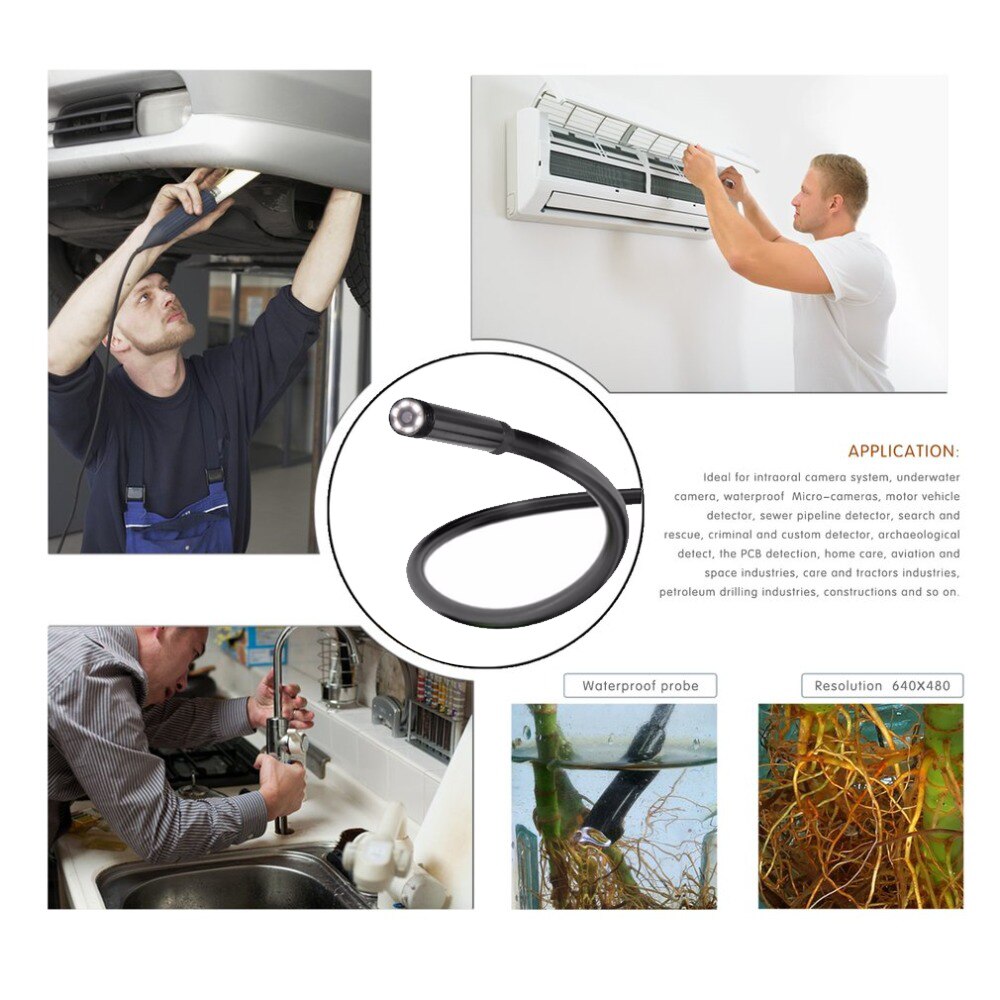 Endoscope Camera 1200P 8mm 1M 2M 5M Semi-Rigid USB Endoscope Type C Borescope Inspection Camera for Android Smartphone Windows