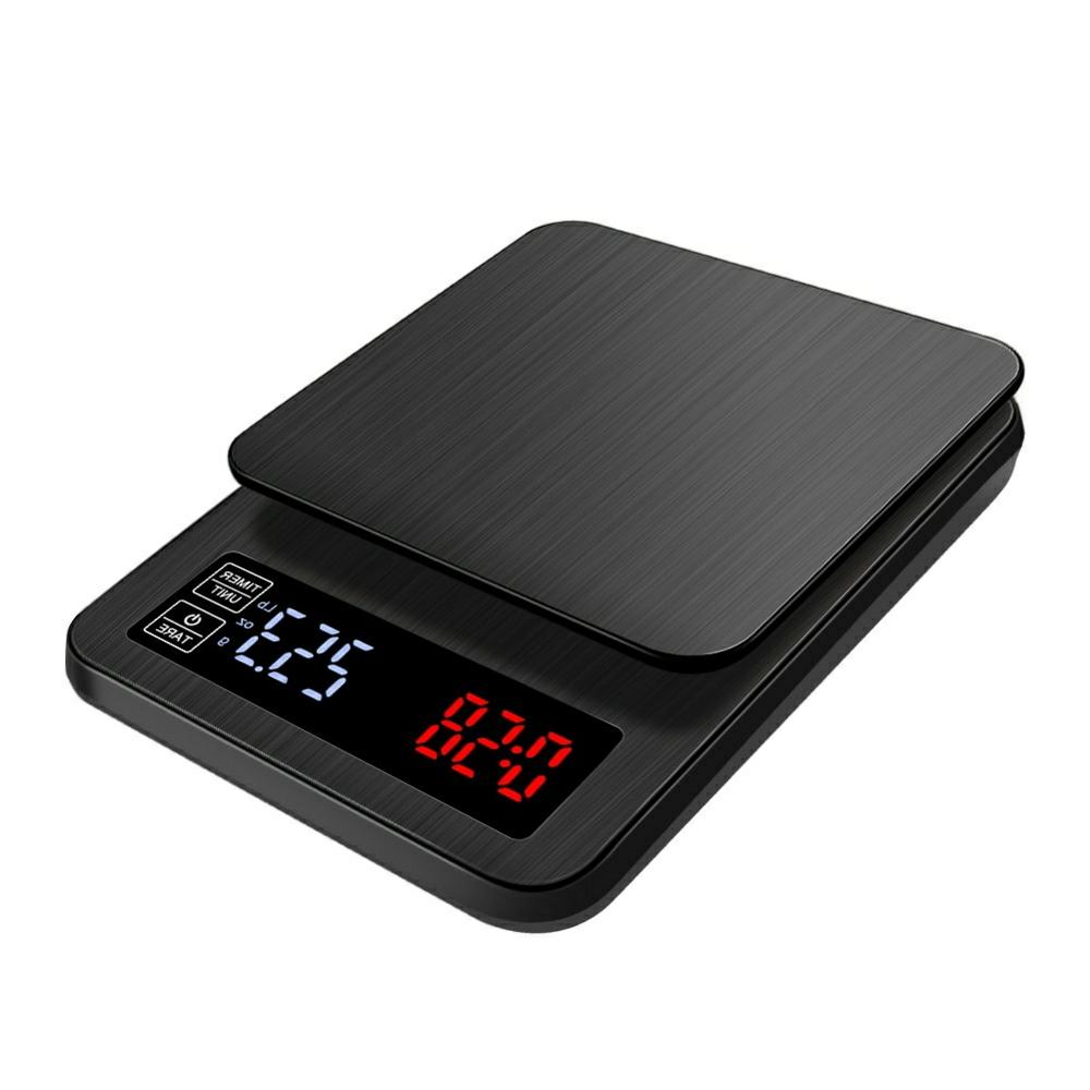 Elektronisk kaffevekt med timer vanntett smart digital kaffevekt kjøkkenvekt led drypp kaffevekter 3kg/0.1g: 2019 skala 3kg 0.1g
