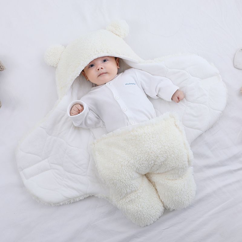 Super Zachte Baby Slaapzak Inbakeren Fleece Pasgeboren Ontvangen Deken Pluizige Warme Zuigelingsjongen Meisje Slapen Nursery Wrap Inbakeren