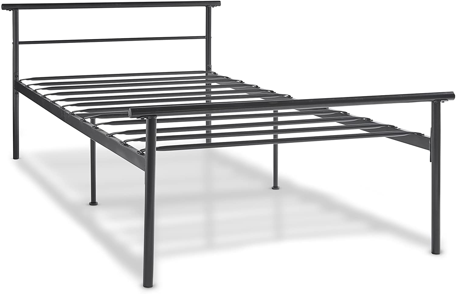 Single Metal Bed Frame – Black Twin Bed Frame with Headboard and Solid Durable Metal Slats – Easy Assembly
