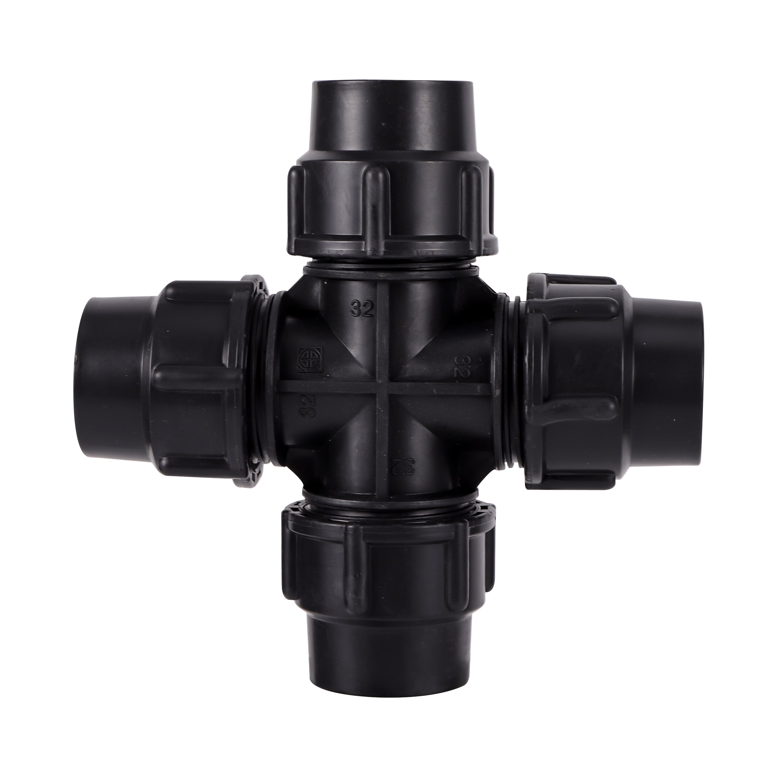 20mm PE Pipe Quick Connector Black Straight Tee Cross Elbow End Cap Joint Water Controll Valve Garden Irrigation Pipe Fittings: Cross