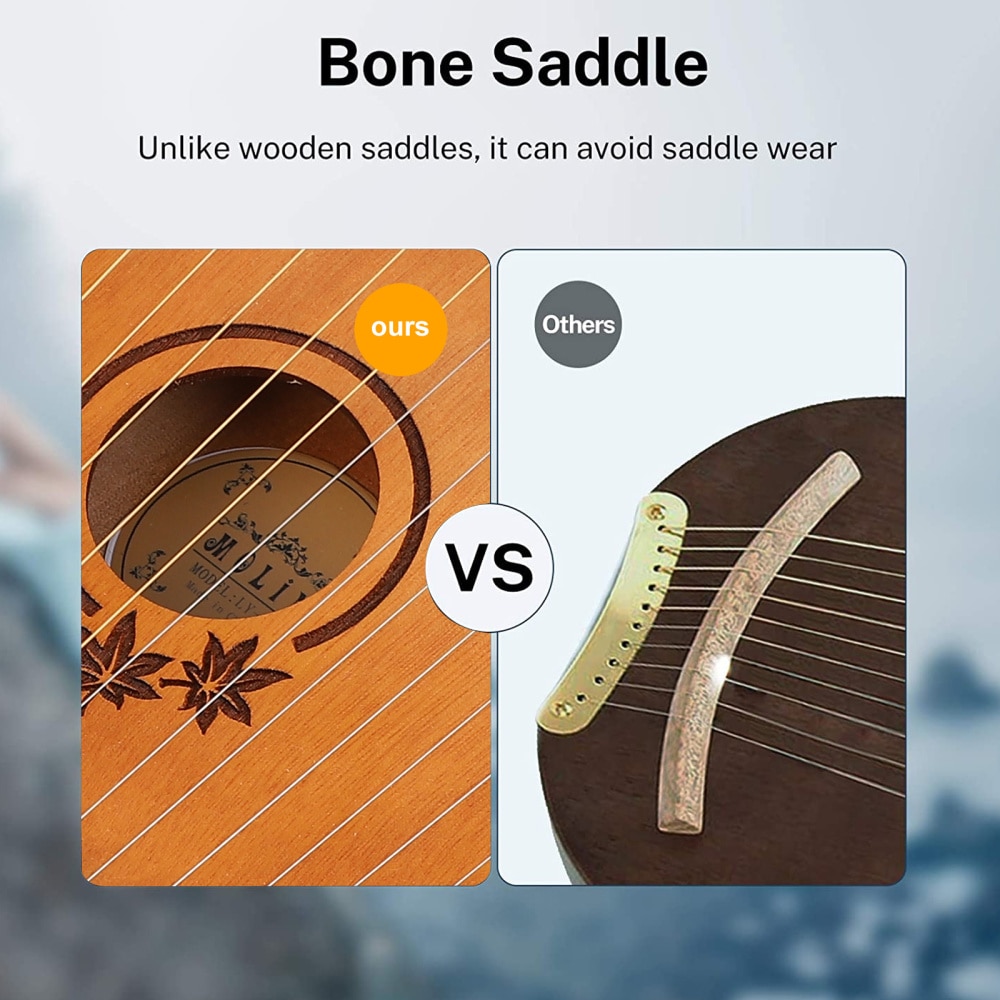 1 Set Wooden Harp Orchestral String Instrument Portable Solidwood 16 String Harp