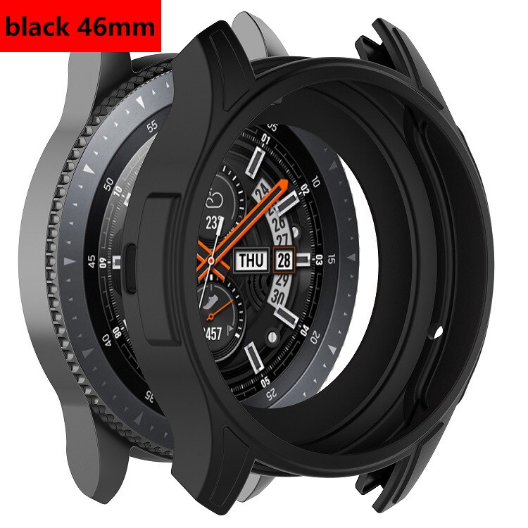 Gear S3 Frontier Case For Samsung Galaxy Watch 46mm band gear S3 Silicone Protect Cover Protective shell Watch Accessories: black 46mm