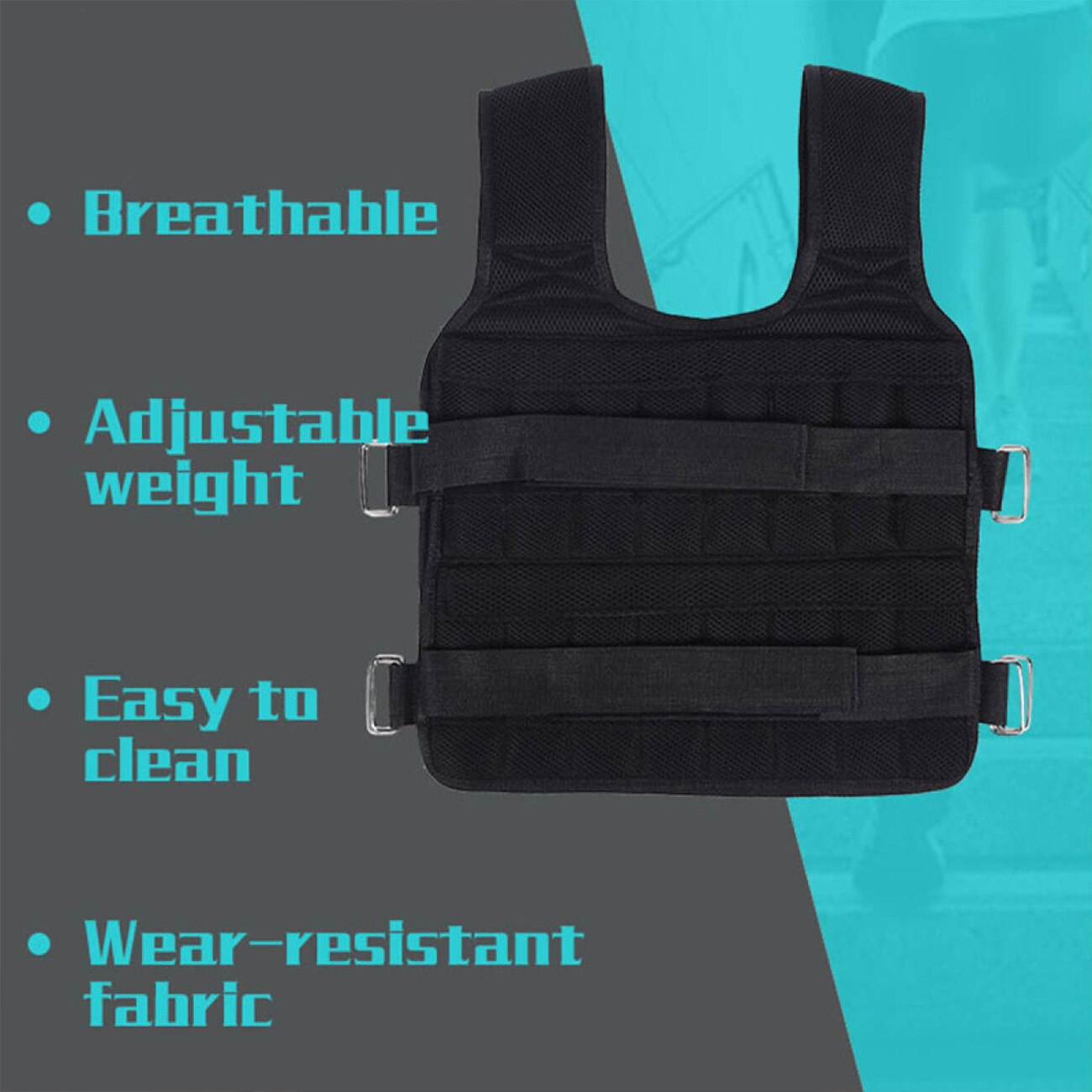 30KG Exercise Loading Weight Vest For Boxing Weight Training Workout Fitness Running Weighted Vest Adjustable Fitness Equipment