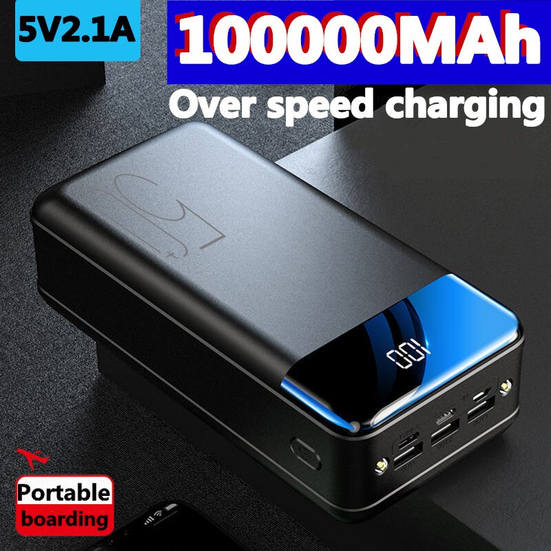 Echt Snel Opladen 100000Mah/98000Mah Power Bank Grote Capaciteit Mobiele Power Universele 5v2.1a Snel Opladen