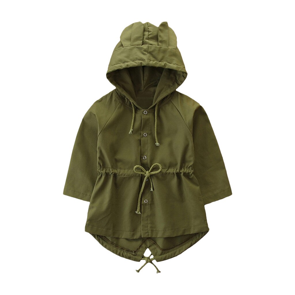 Chaqueta cazadora prendas de vestir de dibujos animados gabardina de color puro primavera otoño: Verde militar / 2T