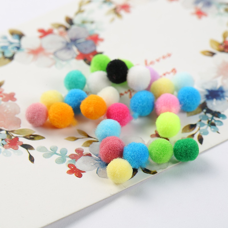 100pcs 10mm Mini Fluffy Soft Pom Poms Pompoms Ball Handmade Kids Toys Wedding Decor DIY Sewing Craft Supplies