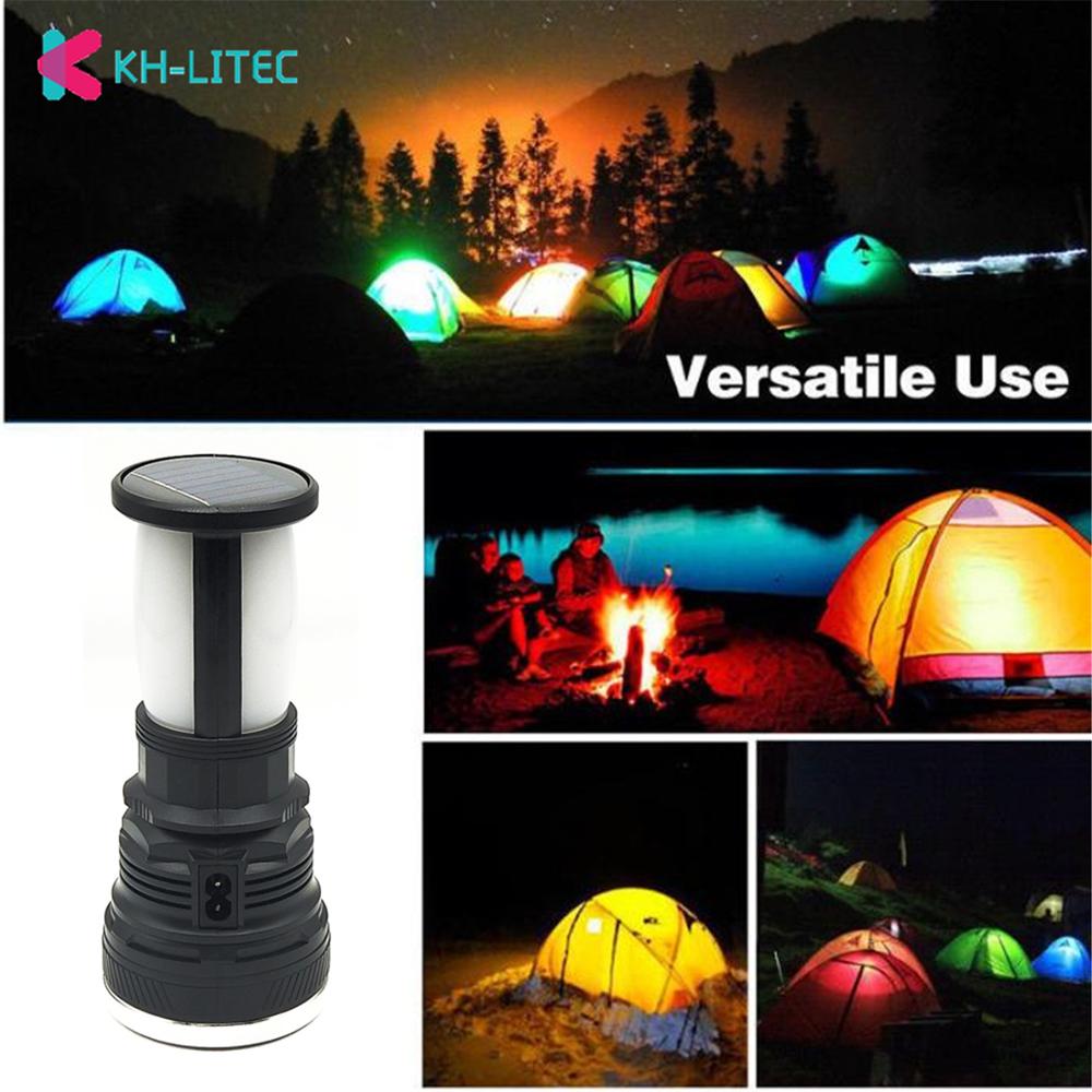 Solar Power Lamp Rechargeable Battery LED Flashlight Outdoors Camping Tent Light Lantern Lamp