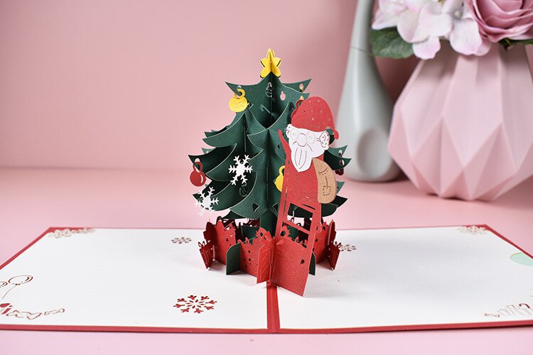 Cartes Pop-UP 3D pour arbre de noël, décoration de noël, d&#39;hiver, cartes de vœux du nouvel an
